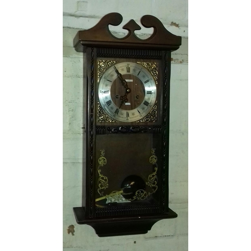 13 - Talisman wind up mechanical wall clock with key in working order