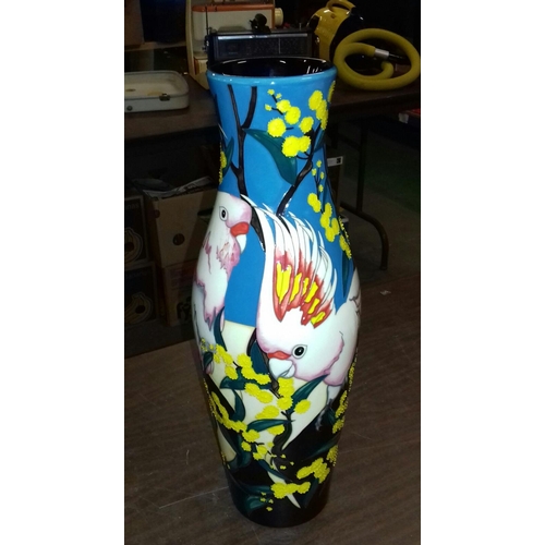 41 - 43 cm tall 20 Moorcroft vase with parrot and cockatiel detailing