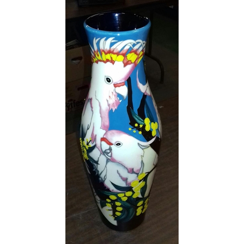 41 - 43 cm tall 20 Moorcroft vase with parrot and cockatiel detailing