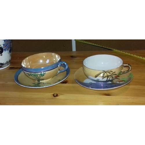 120 - 2 x Japanese eggshell cups and saucers