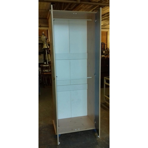 505 - 72 x 49 x 188 cm light wood look with blue door double wardrobe