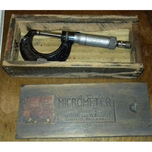 117 - Moore and Wright micrometer in original wooden case