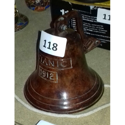 118 - Titanic 1912 stamped wall mount ships Bell