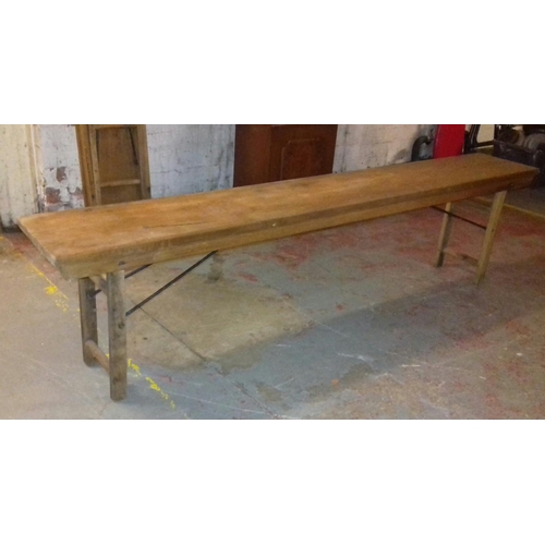 428 - 193 x 27cm mid-century folding school bench