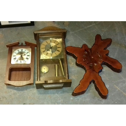 239 - 3 x assorted clocks and clock face for spare or repair