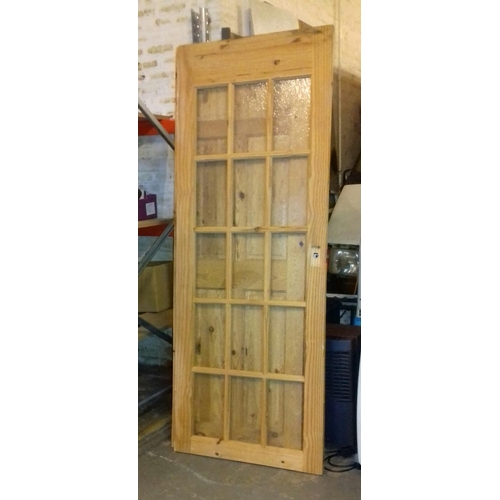 575 - Pine 6 panel internal door approx. 697 x 1995 mm and pine part glazed panel door approx. 755 x 1908 ... 