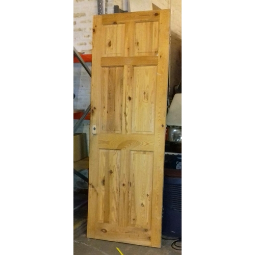 575 - Pine 6 panel internal door approx. 697 x 1995 mm and pine part glazed panel door approx. 755 x 1908 ... 