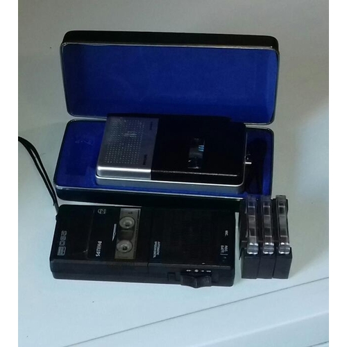 121 - Retro Philips model 0085 dictaphone in original box and unboxed Philips 290 mini dictaphone with tap... 