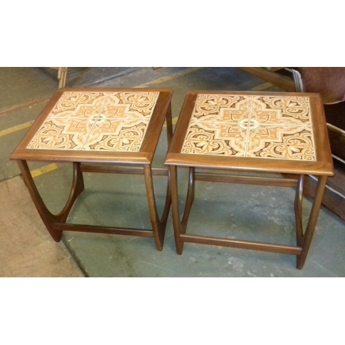 434 - Pair of 50 x 50 cm tile top g-plan end tables