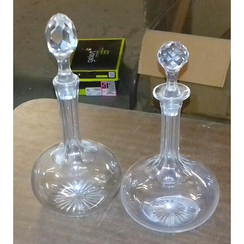 42 - Pair of Edwardian glass decanters