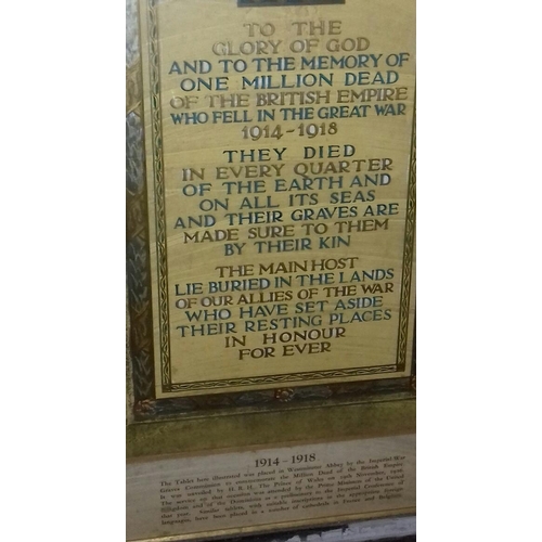 353 - 113 x 70 cm World War 1 memorial plaque reproduction