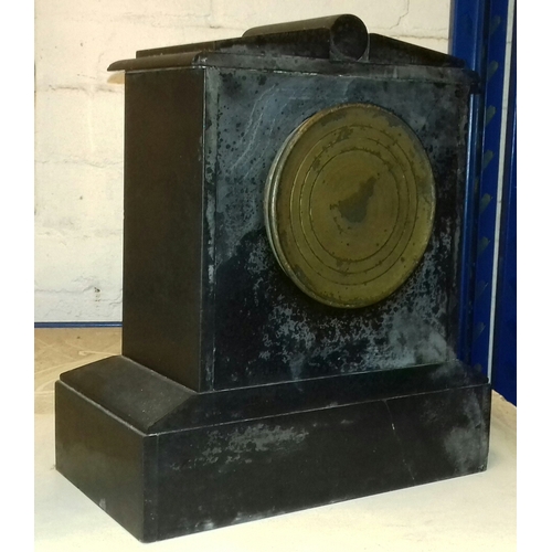 55 - 25 x 14 x 29 cm granite with inlaid marble decor Victorian mantle clock, very nice condition but no ... 