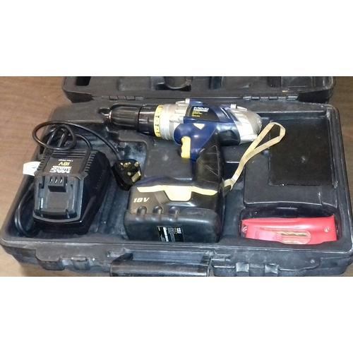 106 - MacAllister 18 volt cordless drill with charger in hard plastic case and in working order