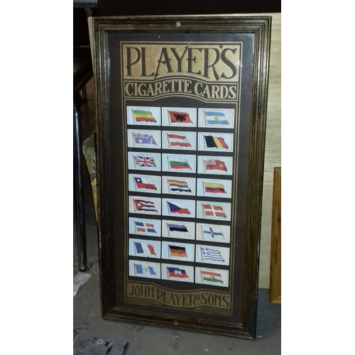 300 - 63 x 33 cm wooden framed Players flags of the world cigarette cards