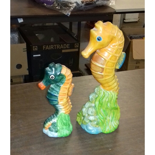 85 - Pair of ceramic Japanese seahorse ornaments tallest being 29 cm