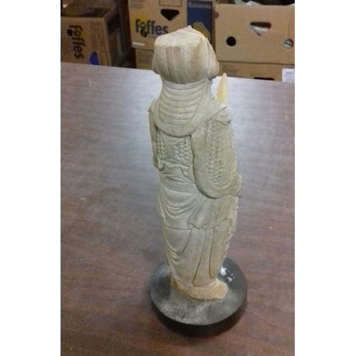 68 - 24 cm tall oriental carved stone warrior figure