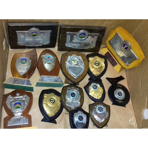 267 - Box of assorted 1966 and 1967 Oulton Park motorcycle and sidecar racing trophies