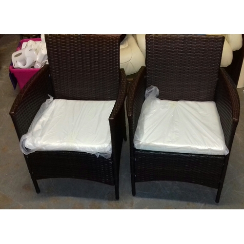 474 - Unused rattan look garden or conservatory suite consisting of 1 x 2 seater and 2 x chairs plus glass... 