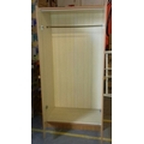 466 - 89 x 53 x 180 tall light wood look double door wardrobe