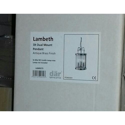 191 - New and boxed Lambeth 3 light dual mount pendant ceiling light