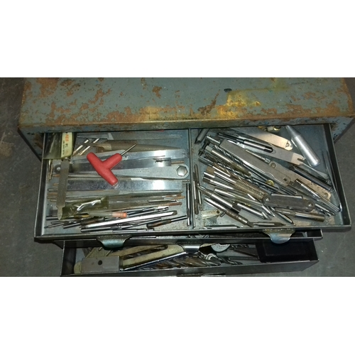 96 - Metal engineers tool box and contents