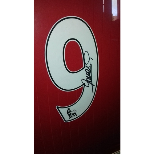 343 - 83 x 68 cm framed Fernando Torres signed Liverpool football club shirt with certificate of authentic... 