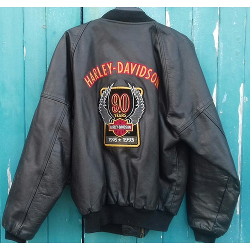 213 - Genuine original Harley-Davidson leather jacket with embroidered back size medium