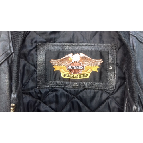 213 - Genuine original Harley-Davidson leather jacket with embroidered back size medium