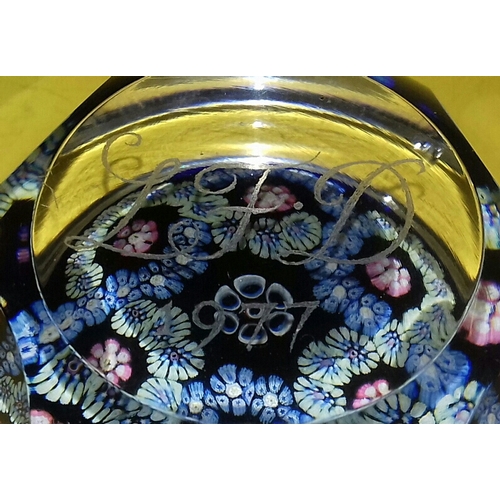 81 - Multifaceted millefiori paperweight monogrammed LFD 1977