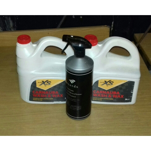 135 - 2 x 3 ltr bottles of Auto Xs carnauba wash and wax & Pickfords caravan and motor home spot cleaner