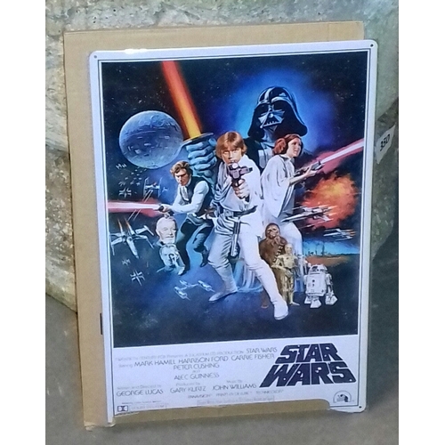 241 - Approx 44 x 29 cm new and boxed original star wars tin plate film poster wall plaque