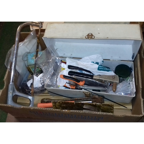 363 - Box of assorted tools inc' plastic tool box etc