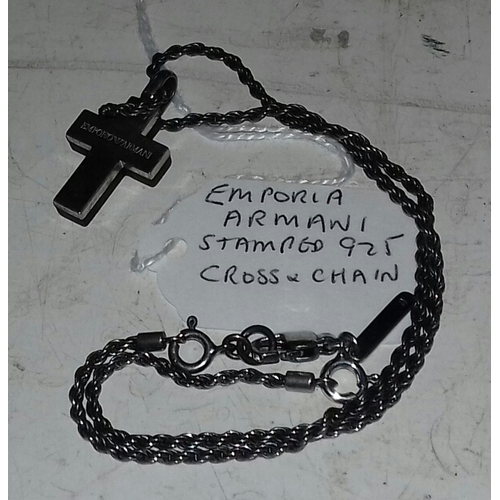 562 - Emporio Armani stamped chain with cross pendant