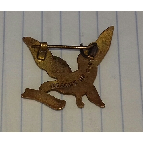 557 - Vintage enamelled NSPCC dove shaped pin badge, stamped on back League of Pity