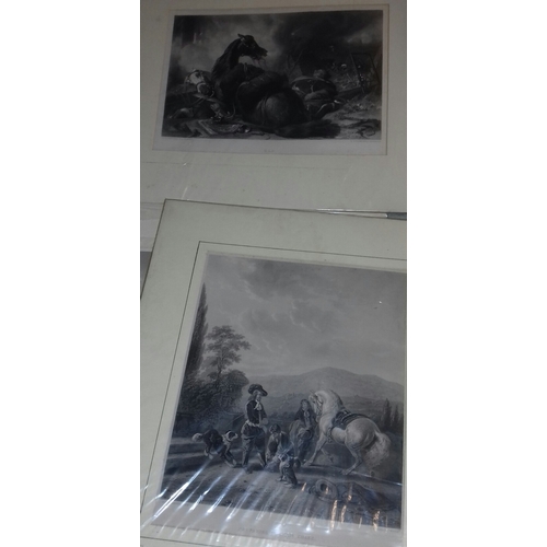 238 - Bundle of seven 40 x 33 cm mounted Victorian steel engravings, 2 being the same