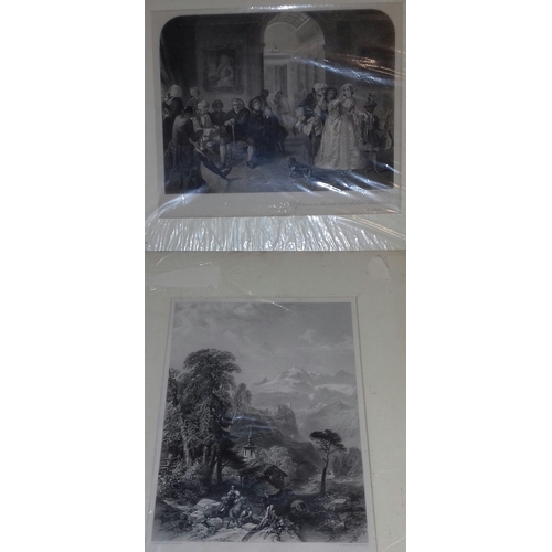 238 - Bundle of seven 40 x 33 cm mounted Victorian steel engravings, 2 being the same