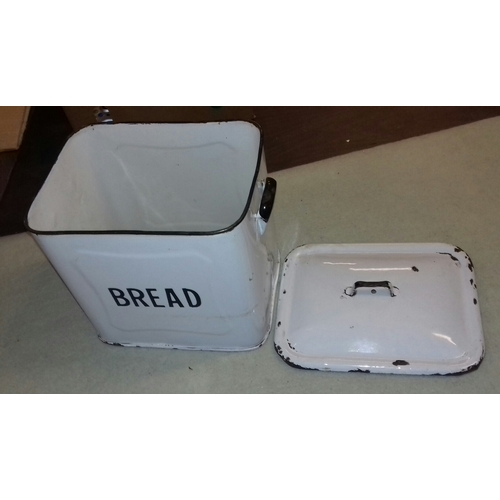 136 - Vintage white enamel bread bin