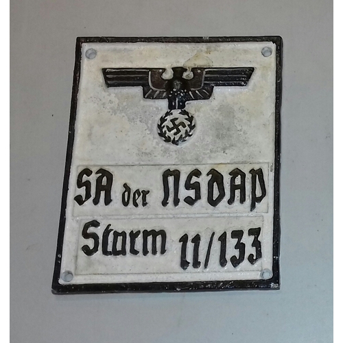 50 - 20 x 15.5 cm cast iron German military sign/plaque