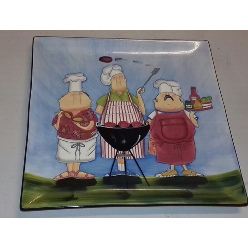 36 - 38 x 38 cm Tracy Flickinger 'Masters of the grill' platter