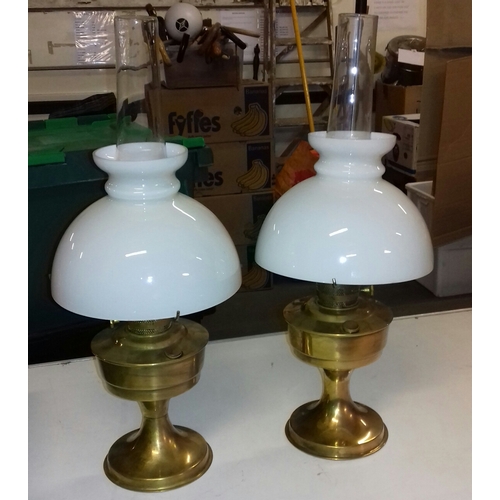 196 - Pair of vintage Aladdin 23 brass oil lamps