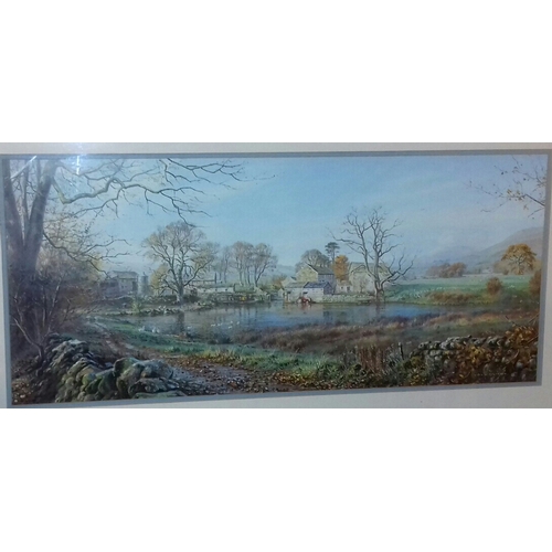 444 - 86 x 49 cm framed and mounted REX.N.PRESTON picture titled 'Mucky Duck Farm'