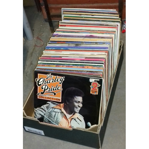 270 - Box with large amount of assorted Country music artist and compilation vinyl albums