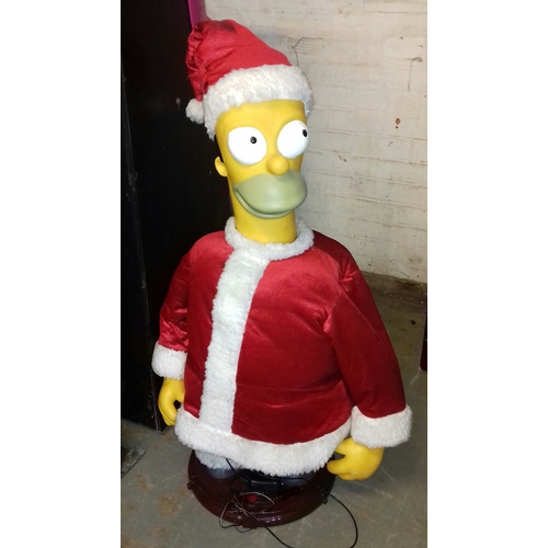 203 - Approx 110 cm tall singing Homer Simpson dressed as Santa christmas novelty