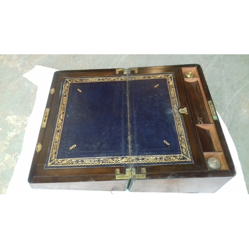 359 - 40 x 24 x 17 cm inlaid writing slope needs minor restoration