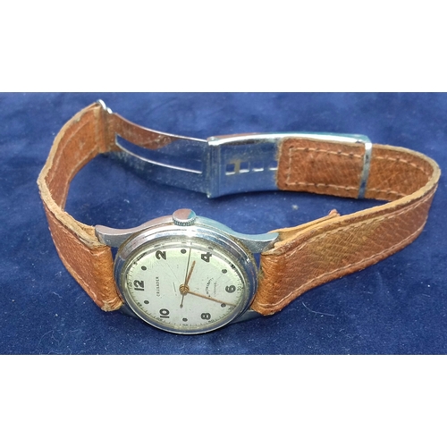 549 - Vintage Penlington and Batty Liverpool 'Crusader' gents wristwatch with tan leather strap in working... 