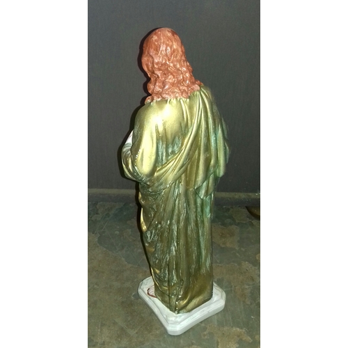 68 - Approx 42 cm tall ceramic Jesus bleeding heart figure