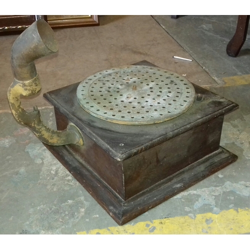 396 - Old Academy gramophone cabinet with distressed turntable and loose top