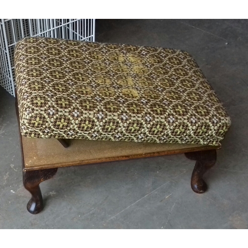 477 - Vintage tapestry covered extending height footstool