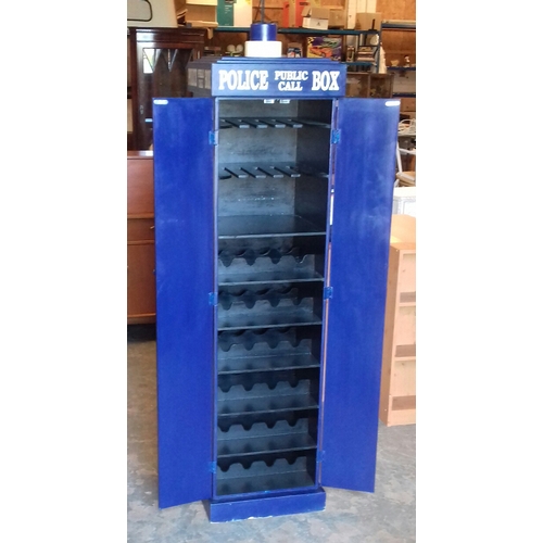 340 - 43.5 x 42 x 170 cm tall police call box decorated (Tardis) wooden drinks cabinet