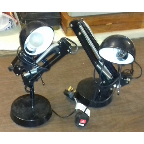 405 - Pair of black metal angle poise lamps